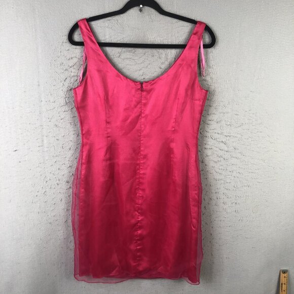 Papell Boutique Evening Dress Womens 8 Fuchsia Beaded Rose Sheath Cocktail Party - Picture 2 of 16